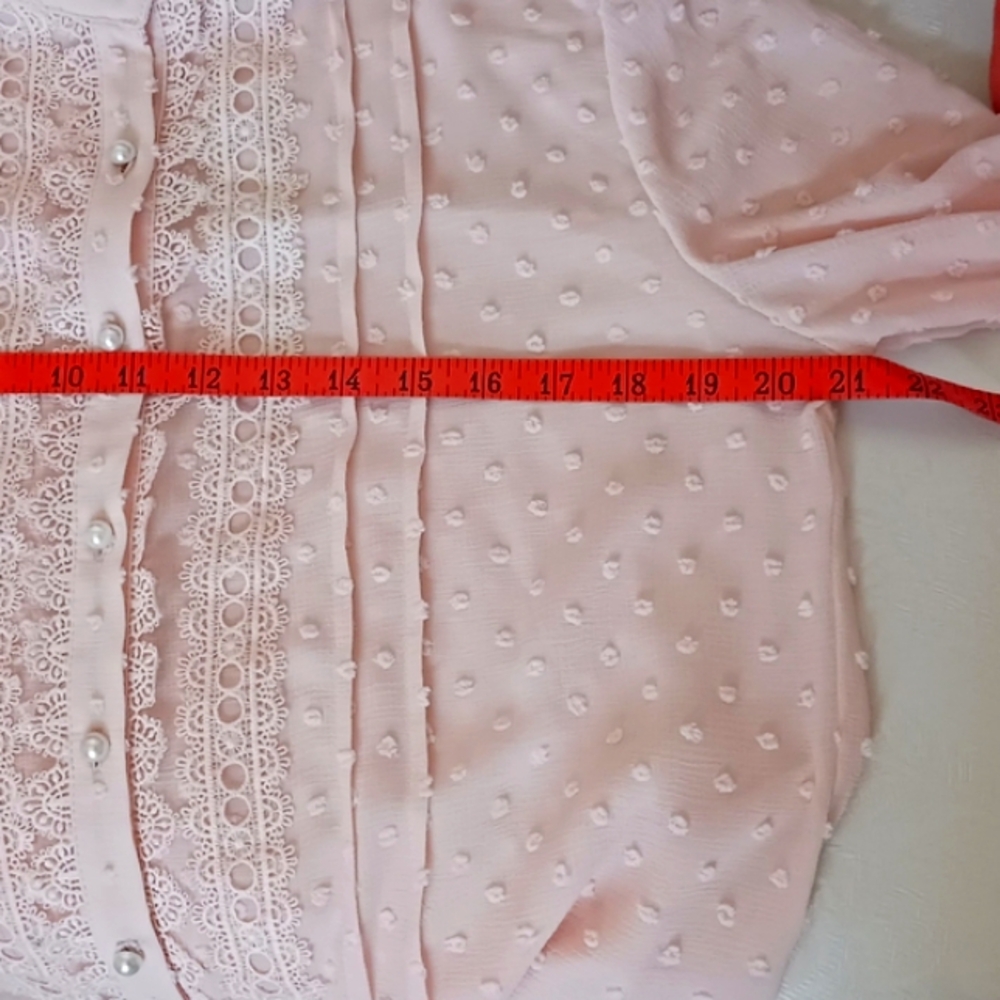 POL Swiss Dot Lace Accent Pale Pink Blouse NWOT  Small - Picture 9 of 13